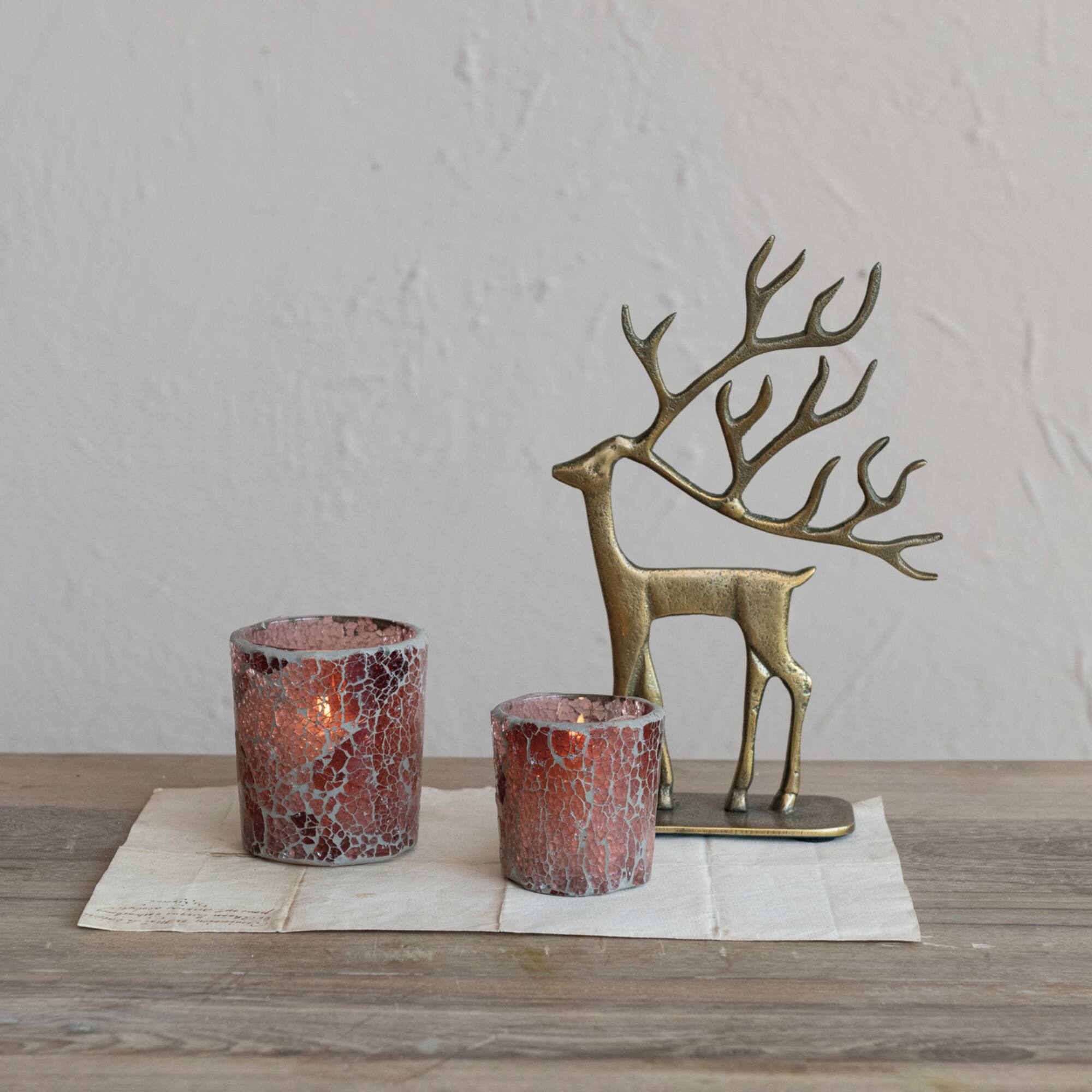 Hello Honey® 10.5" Antique Gold Cast Aluminum Reindeer on Base
